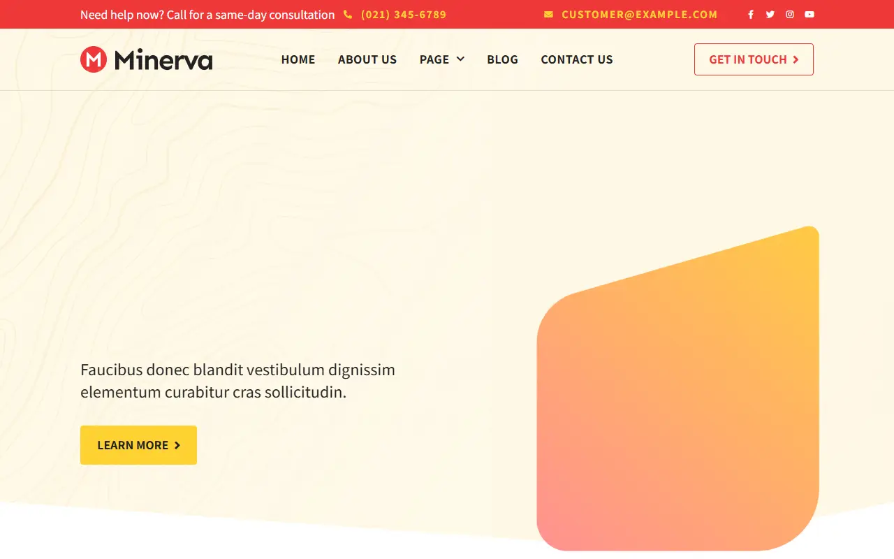 หน้าแรกของธีม Minerva บนคอมพิวเตอร์