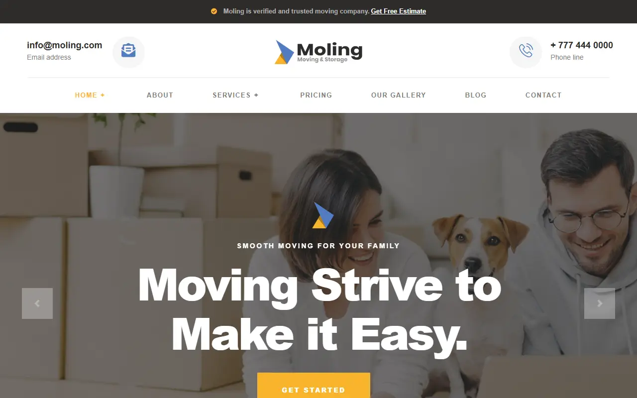 หน้าแรกของธีม Moling บนคอมพิวเตอร์