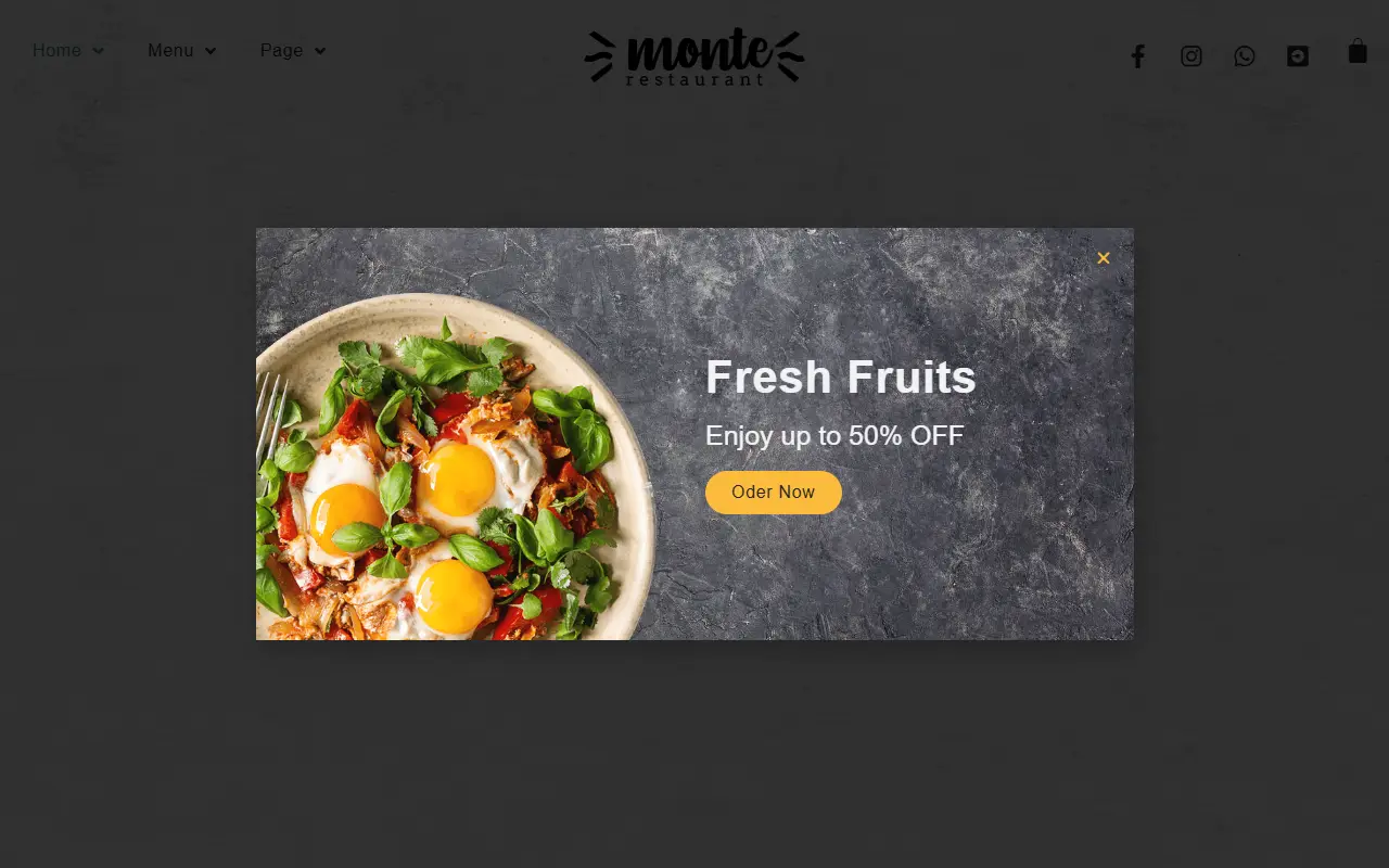 หน้าแรกของธีม Monte บนคอมพิวเตอร์