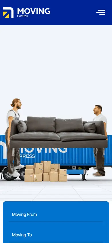 หน้าแรกของธีม MovingExpress บนมือถือ