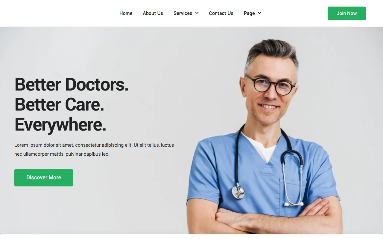 หน้าแรกของธีม MyDoctor บนคอมพิวเตอร์