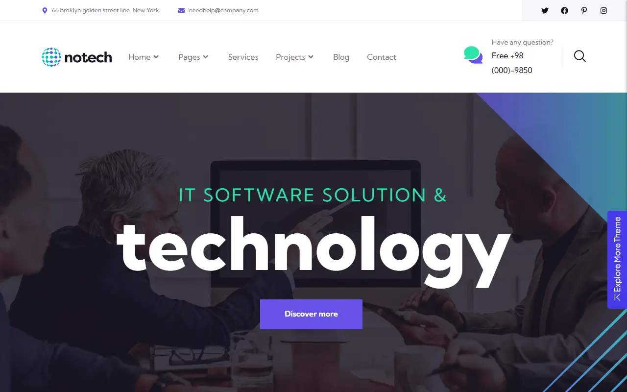 หน้าแรกของธีม Notech บนคอมพิวเตอร์