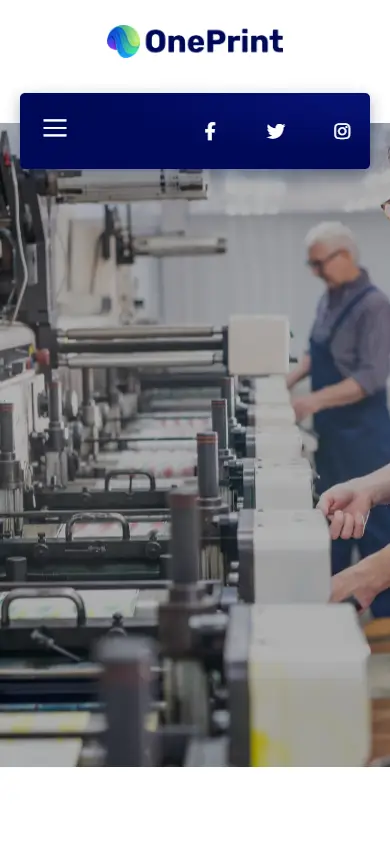 หน้าแรกของธีม OnePrint Printing Services Company บนมือถือ