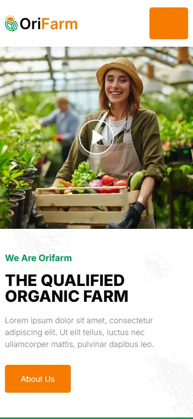 หน้าแรกของธีม OriFarm Organic Farm บนมือถือ