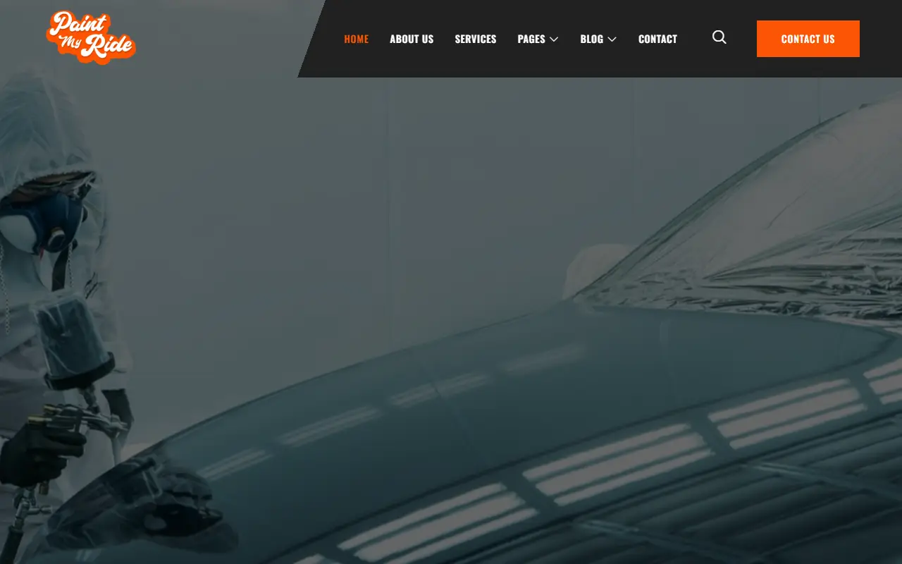 หน้าแรกของธีม PaintMyRide – Car Painting บนคอมพิวเตอร์