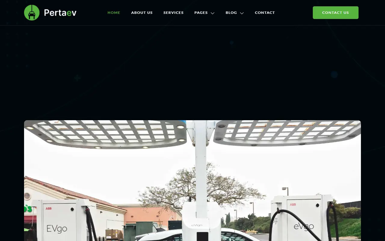 หน้าแรกของธีม Pertaev – Electric Vehicle บนคอมพิวเตอร์