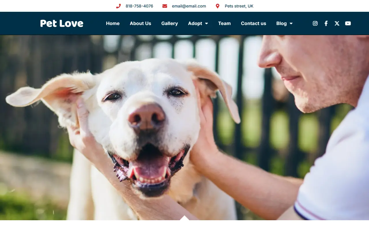 หน้าแรกของธีม Pet Love บนคอมพิวเตอร์