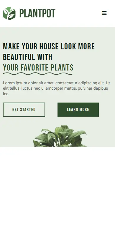 หน้าแรกของธีม Plantpot Houseplants บนมือถือ