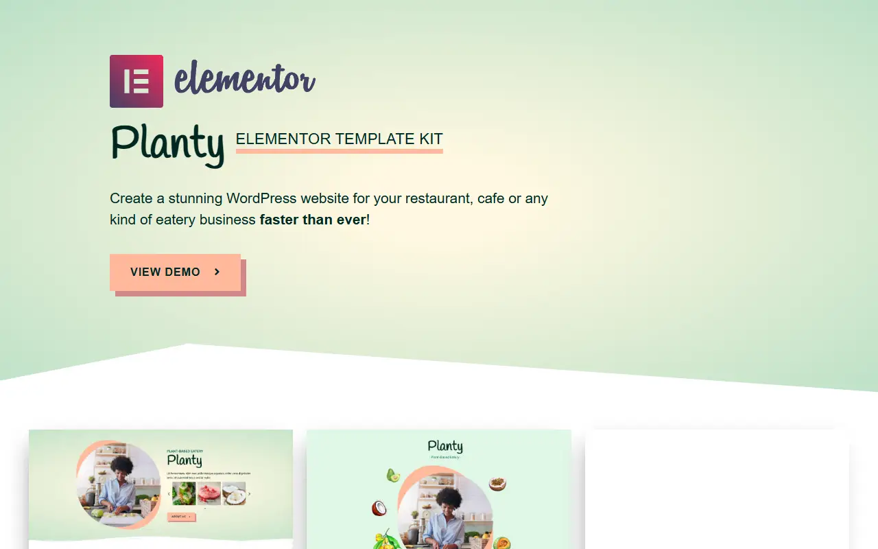 หน้าแรกของธีม Planty บนคอมพิวเตอร์