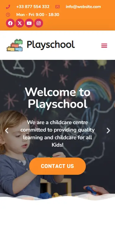 หน้าแรกของธีม Playschool บนมือถือ