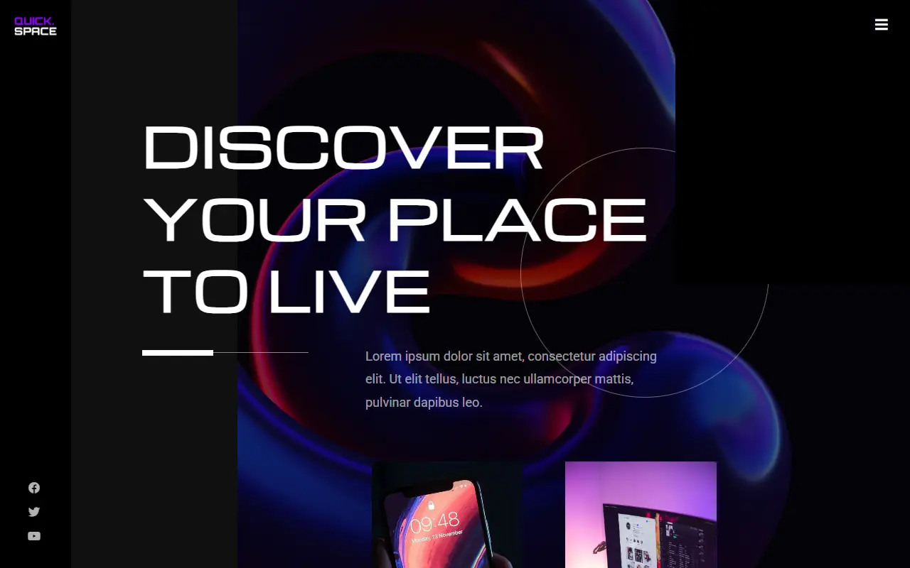 หน้าแรกของธีม QuickSpace บนคอมพิวเตอร์
