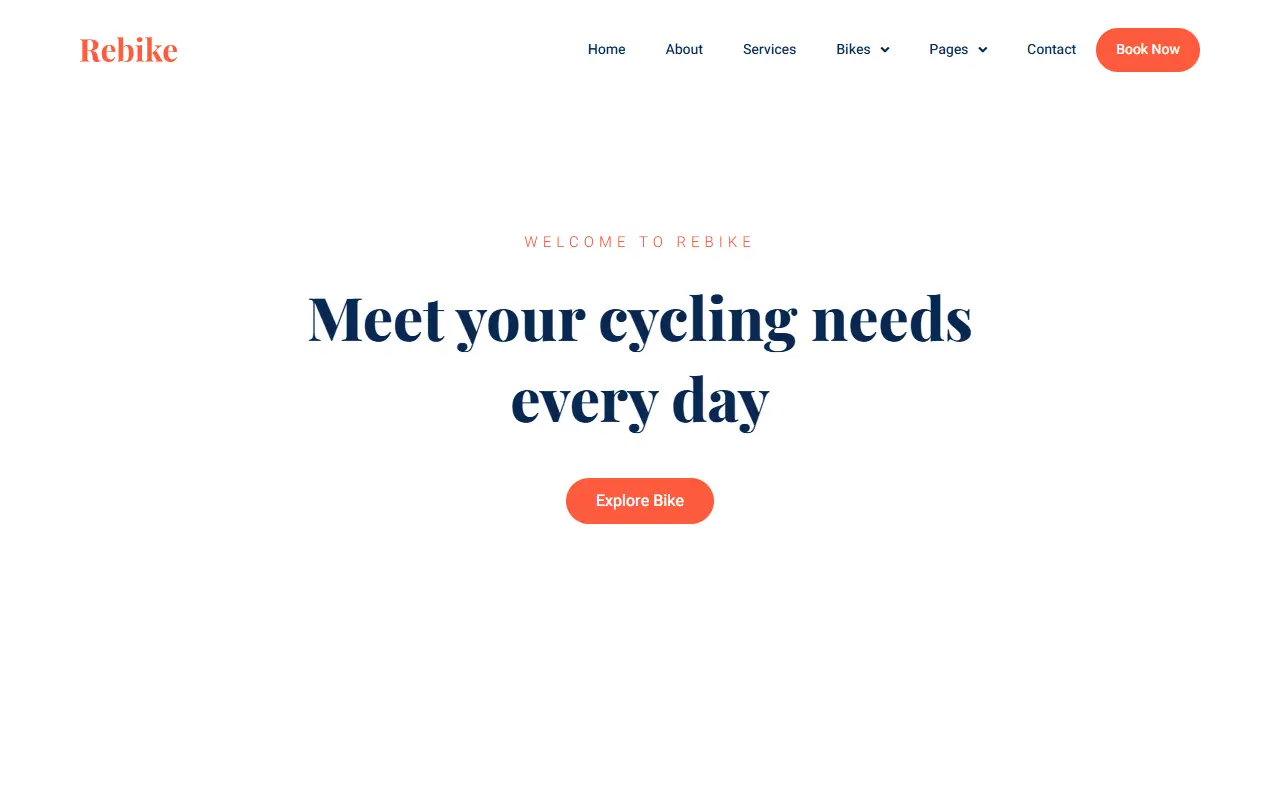 หน้าแรกของธีม Rebike บนคอมพิวเตอร์
