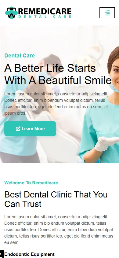 หน้าแรกของธีม Remedicare บนมือถือ