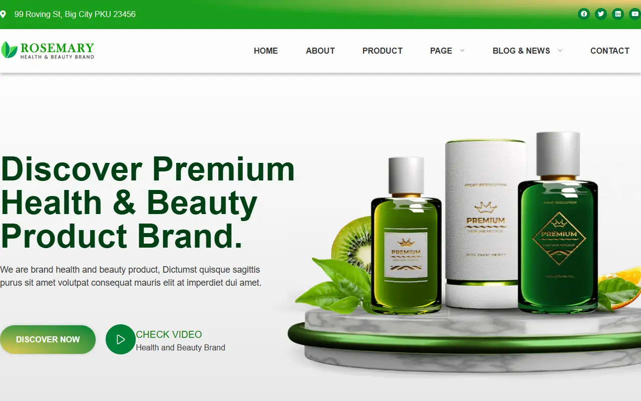 หน้าแรกของธีม Rosemary บนคอมพิวเตอร์