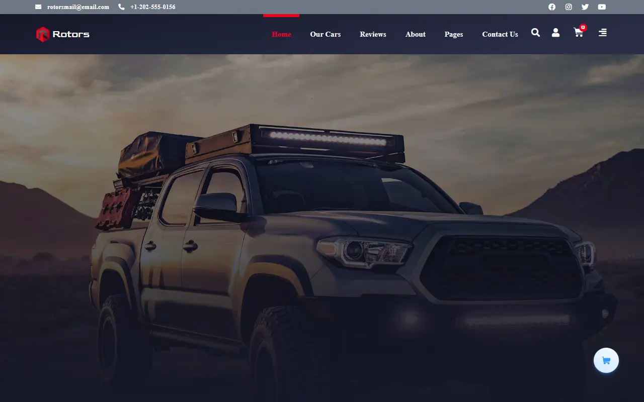หน้าแรกของธีม Rotors – Car Rental บนคอมพิวเตอร์