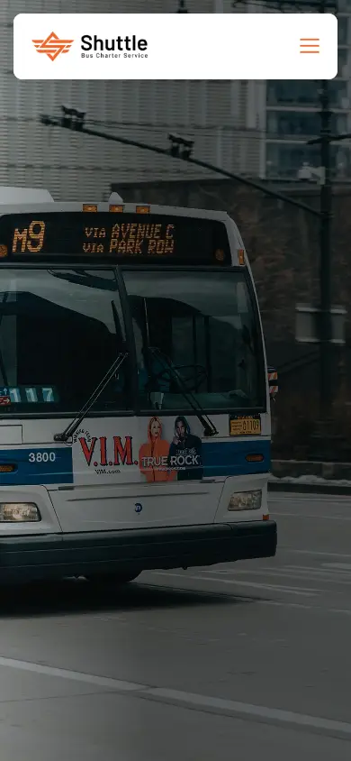 หน้าแรกของธีม Shuttle – Bus Charter Service บนมือถือ