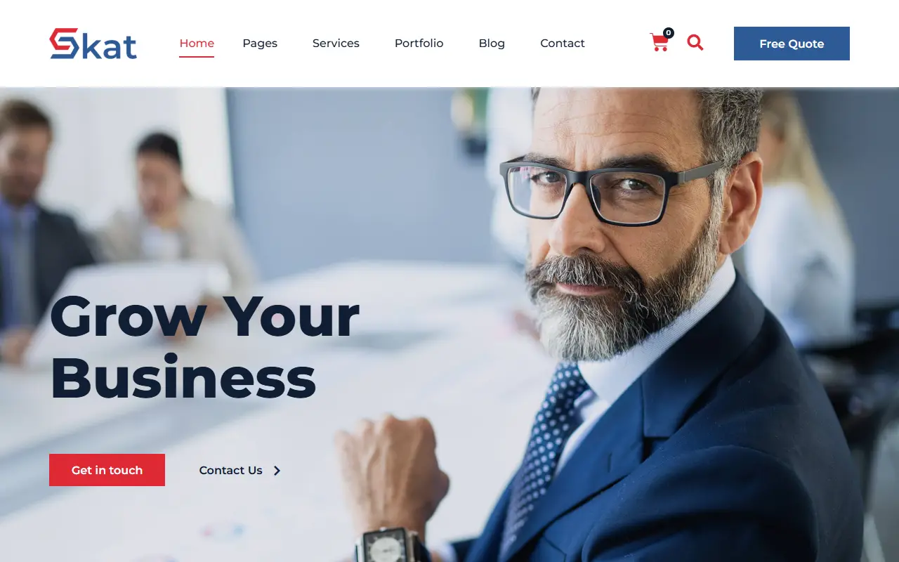 หน้าแรกของธีม Skat Corporate บนคอมพิวเตอร์