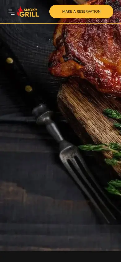 หน้าแรกของธีม Smoky Grill บนมือถือ