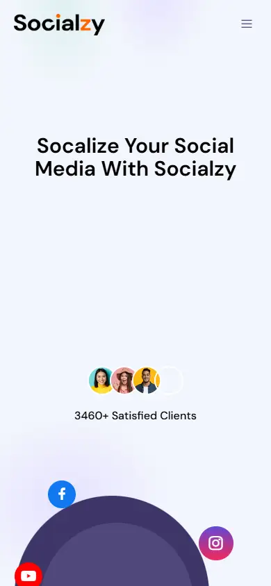 หน้าแรกของธีม Socialzy Social Media Marketing Agency บนมือถือ