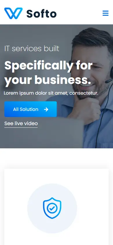 หน้าแรกของธีม Softo IT Solutions บนมือถือ