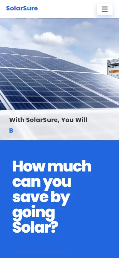 หน้าแรกของธีม Solar Sure บนมือถือ
