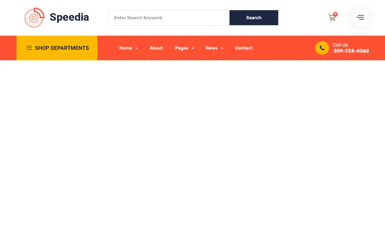 หน้าแรกของธีม Speedia บนคอมพิวเตอร์