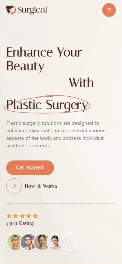 หน้าแรกของธีม Surgical Plastic Surgery Clinic บนมือถือ