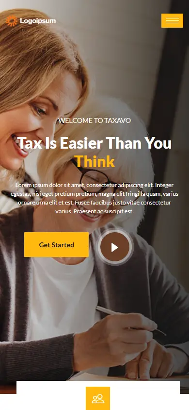 หน้าแรกของธีม Taxavo บนมือถือ