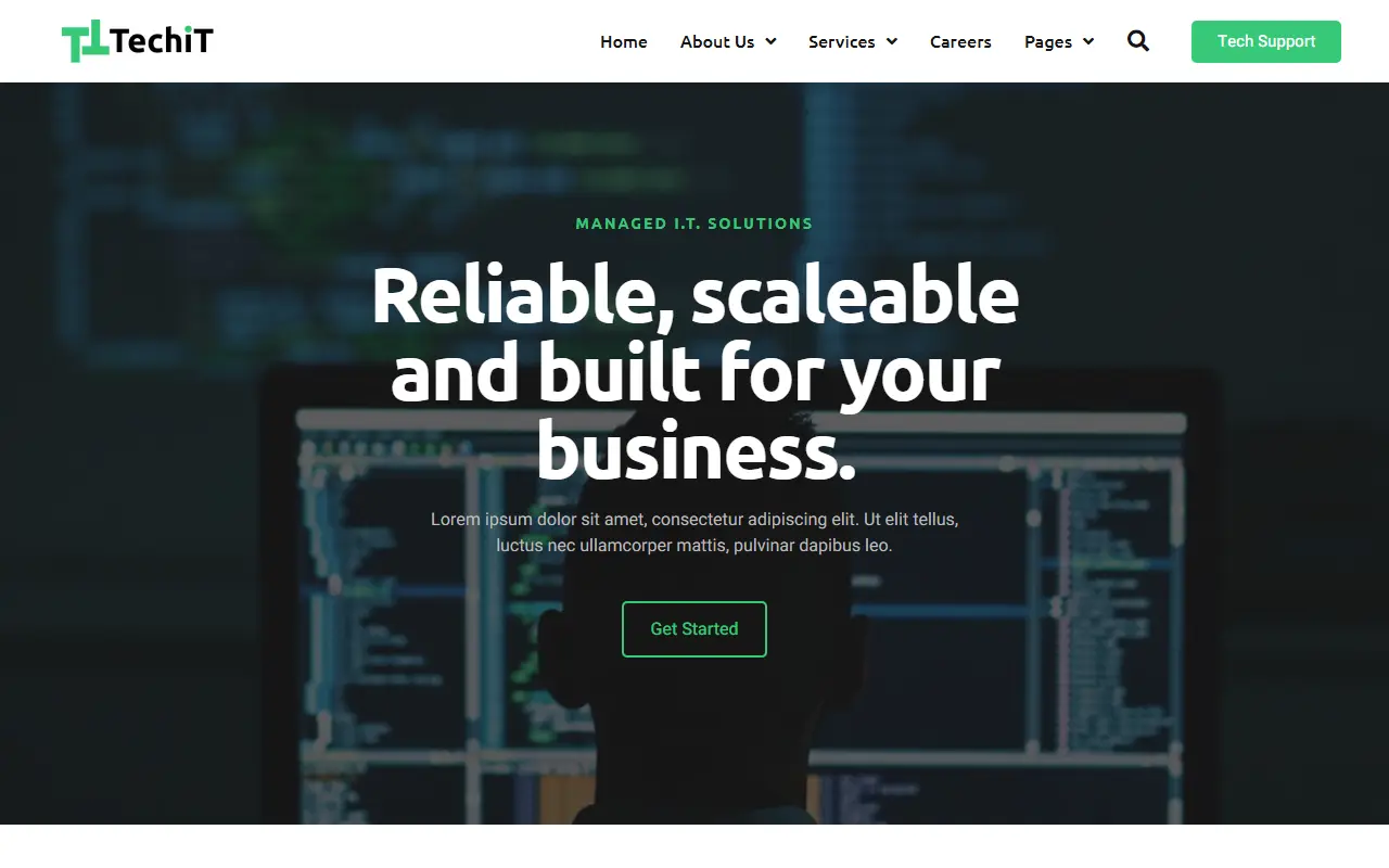 หน้าแรกของธีม TechIT บนคอมพิวเตอร์