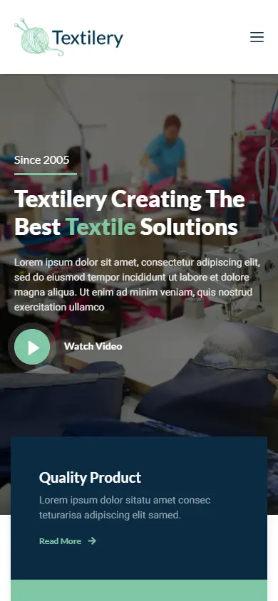 หน้าแรกของธีม Textilery Textile บนมือถือ