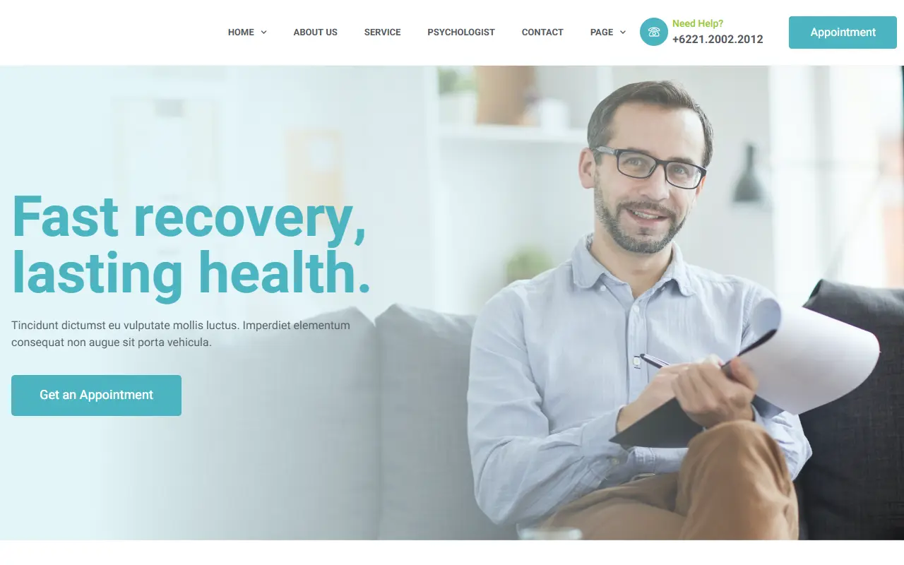 หน้าแรกของธีม Therapica บนคอมพิวเตอร์