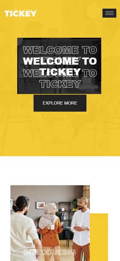 หน้าแรกของธีม Tickey บนมือถือ