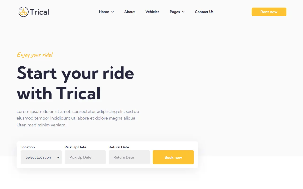 หน้าแรกของธีม Trical บนคอมพิวเตอร์