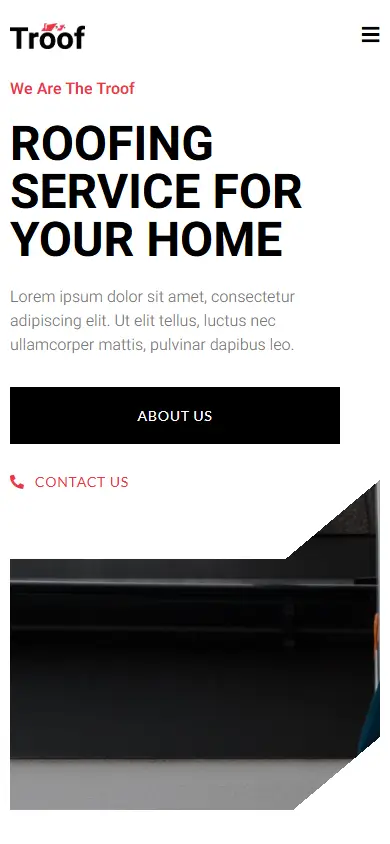 หน้าแรกของธีม Troof Roofing Service บนมือถือ