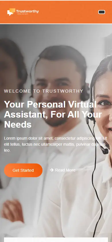 หน้าแรกของธีม Trustworthy บนมือถือ