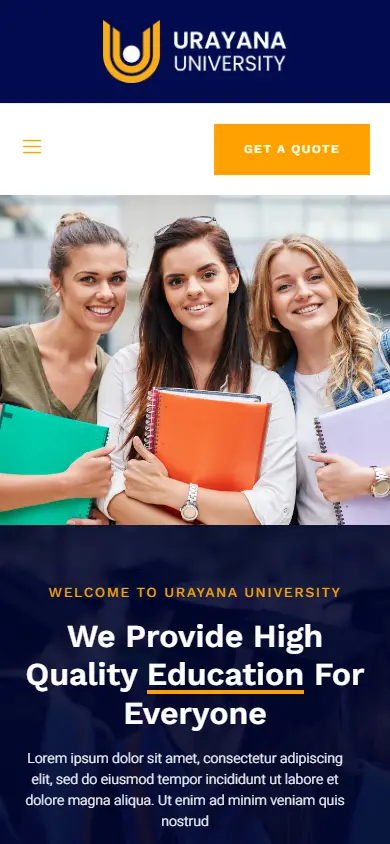 หน้าแรกของธีม Urayana บนมือถือ