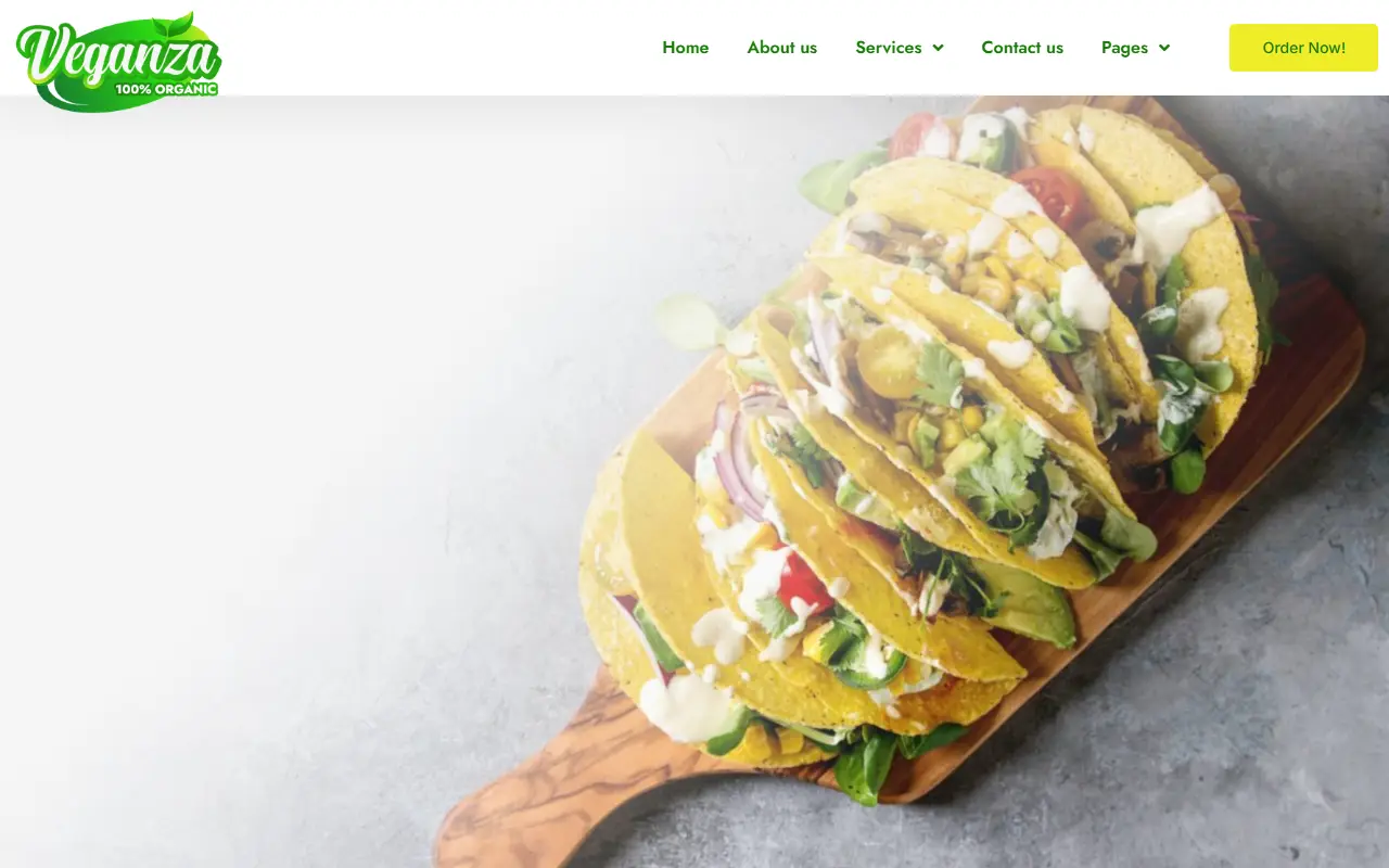 หน้าแรกของธีม Veganza บนคอมพิวเตอร์