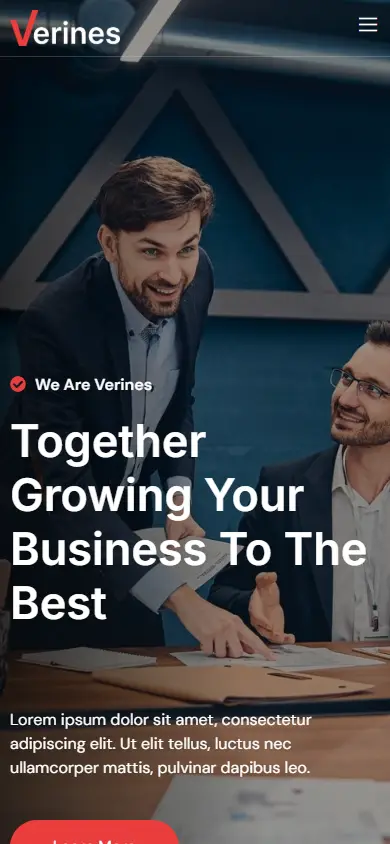 หน้าแรกของธีม Verines Professional Corporate บนมือถือ