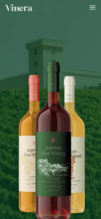 หน้าแรกของธีม Vinera Wine บนมือถือ