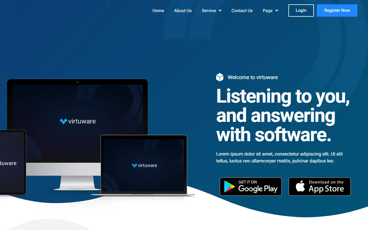 หน้าแรกของธีม Virtuware บนคอมพิวเตอร์