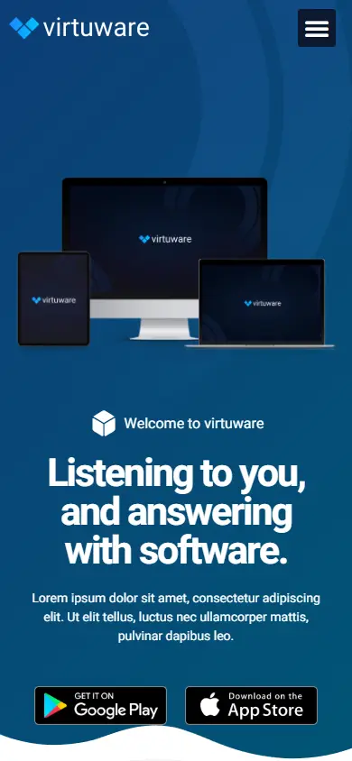 หน้าแรกของธีม Virtuware บนมือถือ