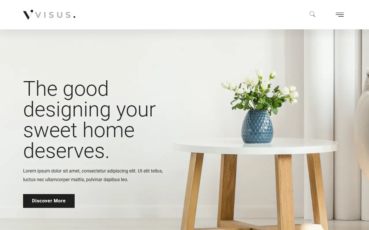 หน้าแรกของธีม Visus บนคอมพิวเตอร์