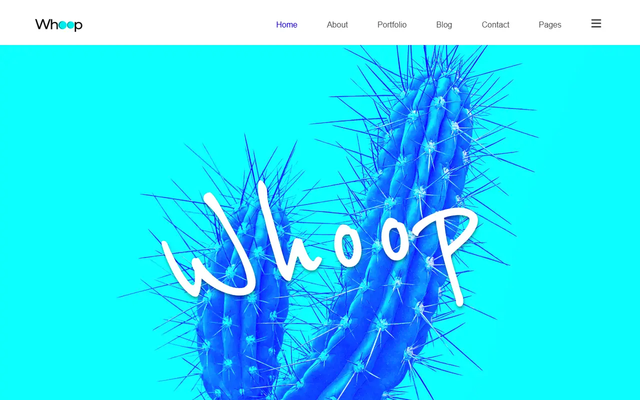 หน้าแรกของธีม Whoop Creative Agency บนคอมพิวเตอร์