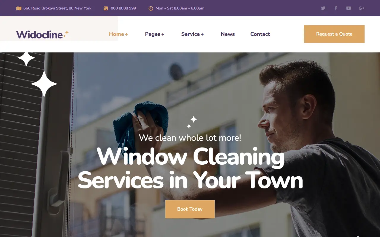 หน้าแรกของธีม Widocline บนคอมพิวเตอร์
