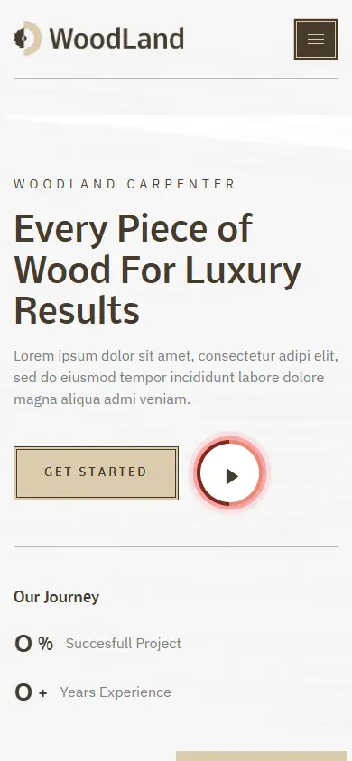 หน้าแรกของธีม WoodLand Carpenter บนมือถือ