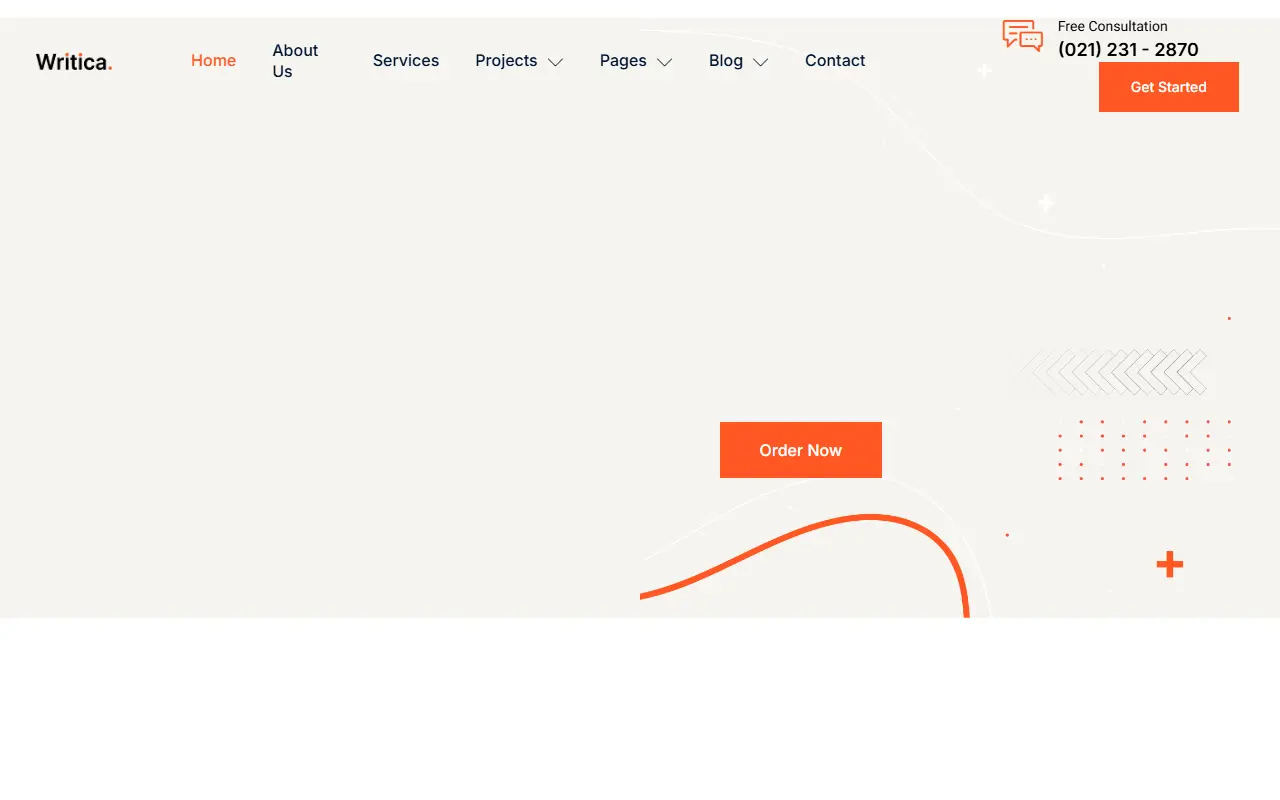 หน้าแรกของธีม Writica Content Writing Services บนคอมพิวเตอร์