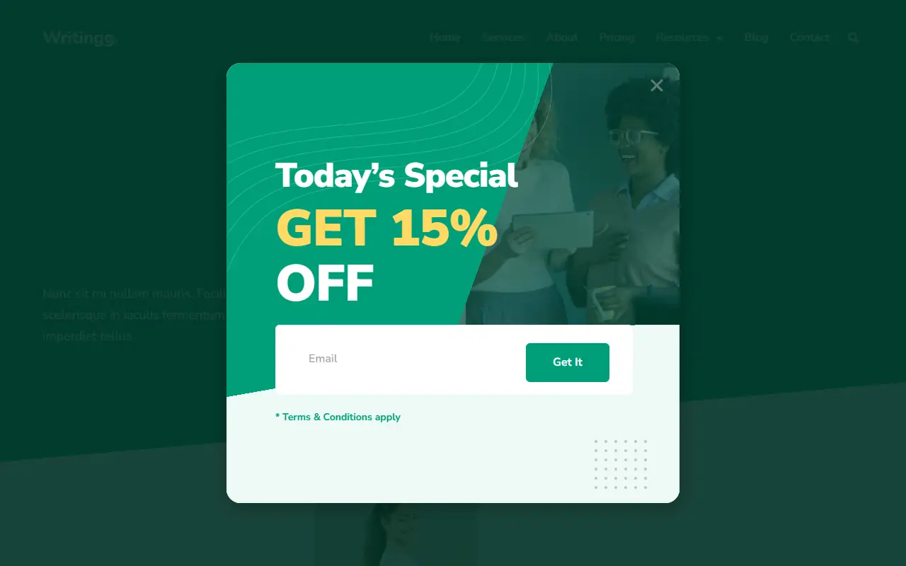 หน้าแรกของธีม Writingg บนคอมพิวเตอร์
