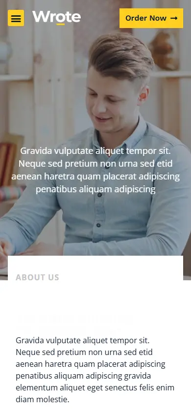 หน้าแรกของธีม Wrote บนมือถือ