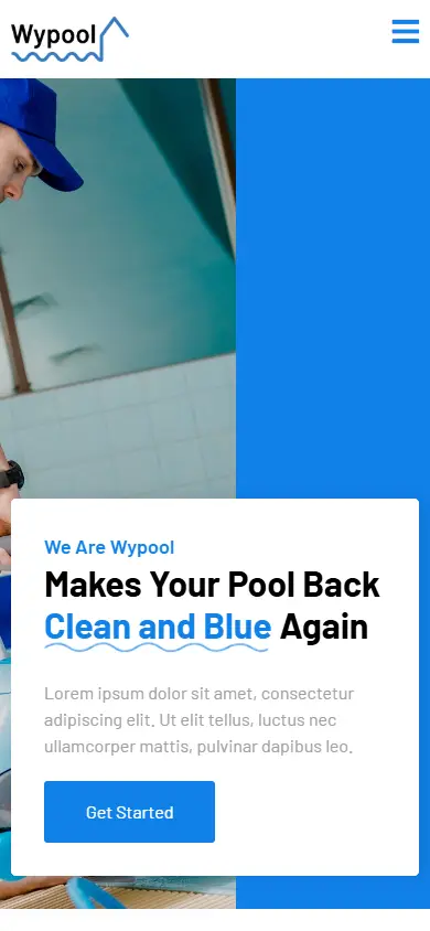 หน้าแรกของธีม Wypool Swimming Pool Cleaning บนมือถือ