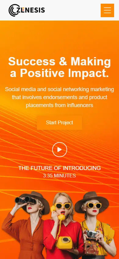 หน้าแรกของธีม Zenesis บนมือถือ